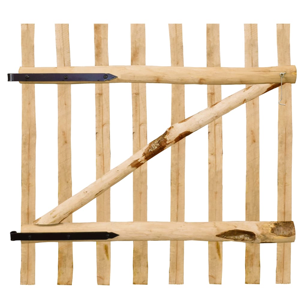 Zauntor Einflügelig Haselnussholz 100x100 cm
