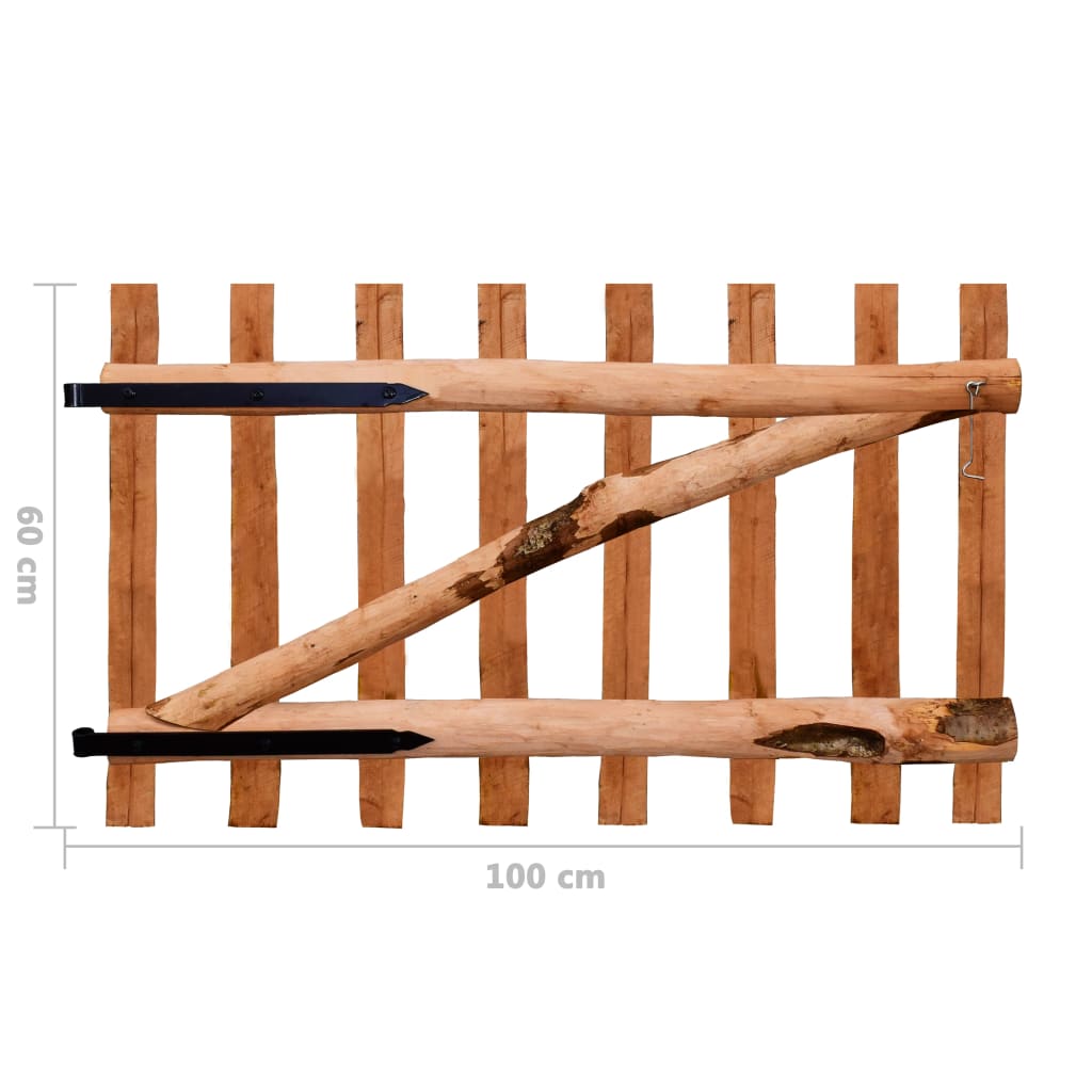 Zauntor Einflügelig Haselnussholz Imprägniert 100×60 cm