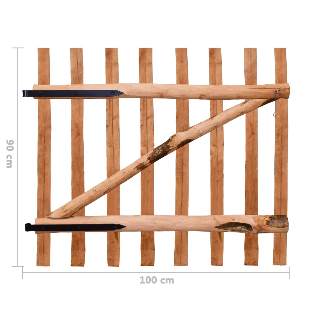 Zauntor Einflügelig Haselnussholz Imprägniert 100×90 cm