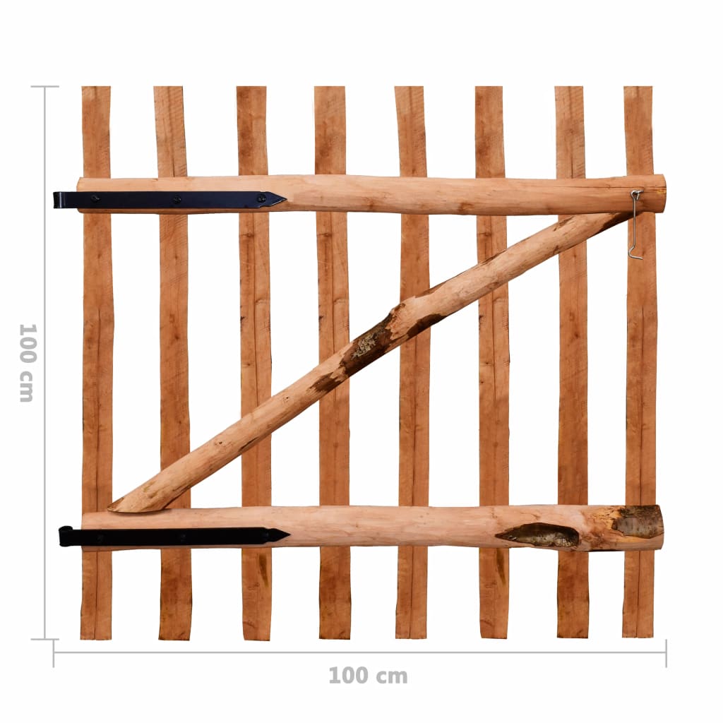 Zauntor Einflügelig Haselnussholz Imprägniert 100×100 cm