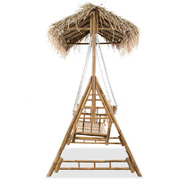 Thumbnail for 2-Sitzer-Schaukelbank mit Palmblättern Bambus 202 cm