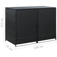 Thumbnail for Mülltonnenbox für 2 Tonnen Poly Rattan Schwarz 148x80x111 cm