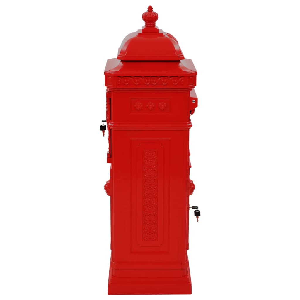 Säulenbriefkasten Aluminium Vintage-Stil Rostfrei Rot