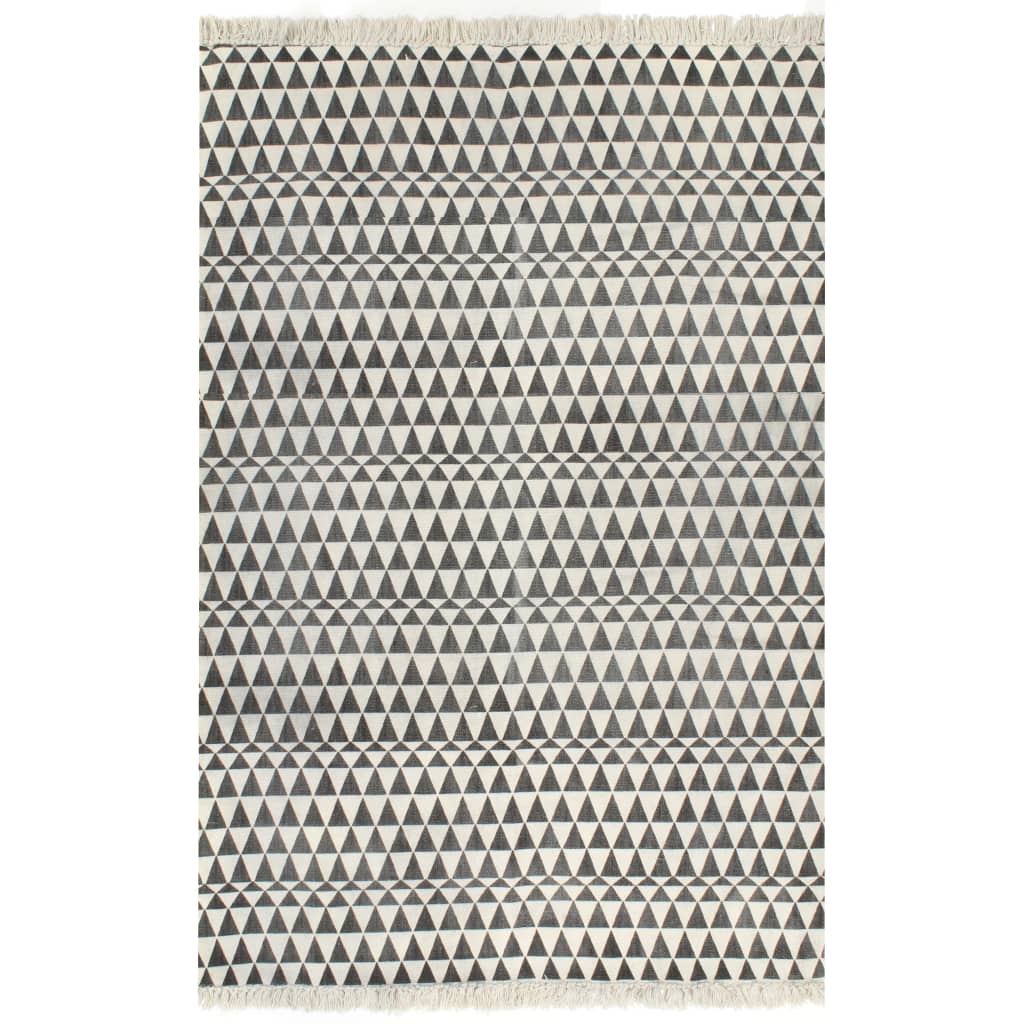 Kelim-Teppich Baumwolle 120x180 cm mit Muster Schwarz/Weiß