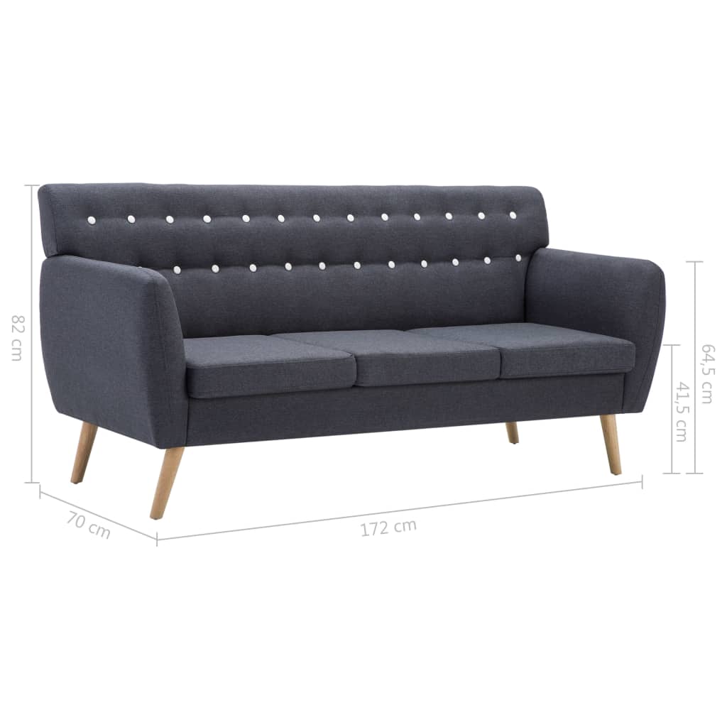 3-Sitzer-Sofa Stoff 172x70x82 cm Dunkelgrau