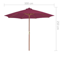 Thumbnail for Sonnenschirm mit Holz-Mast 300 cm Bordeauxrot