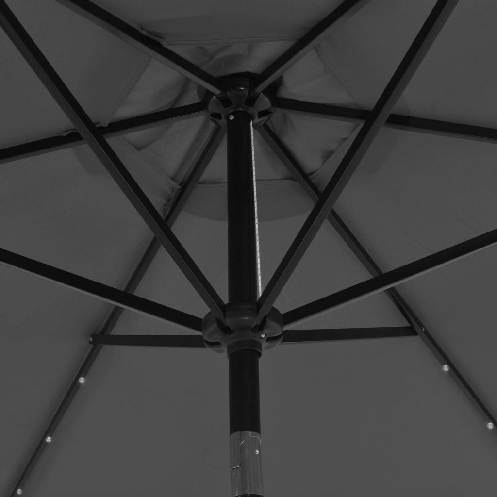 Sonnenschirm mit LED-Leuchten und Stahlmast 300 cm Anthrazit