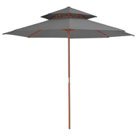 Thumbnail for Sonnenschirm mit Doppeldach und Holzstange 270 cm Anthrazit