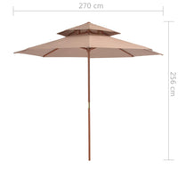 Thumbnail for Sonnenschirm mit Doppeldach und Holzstange 270 cm Taupe