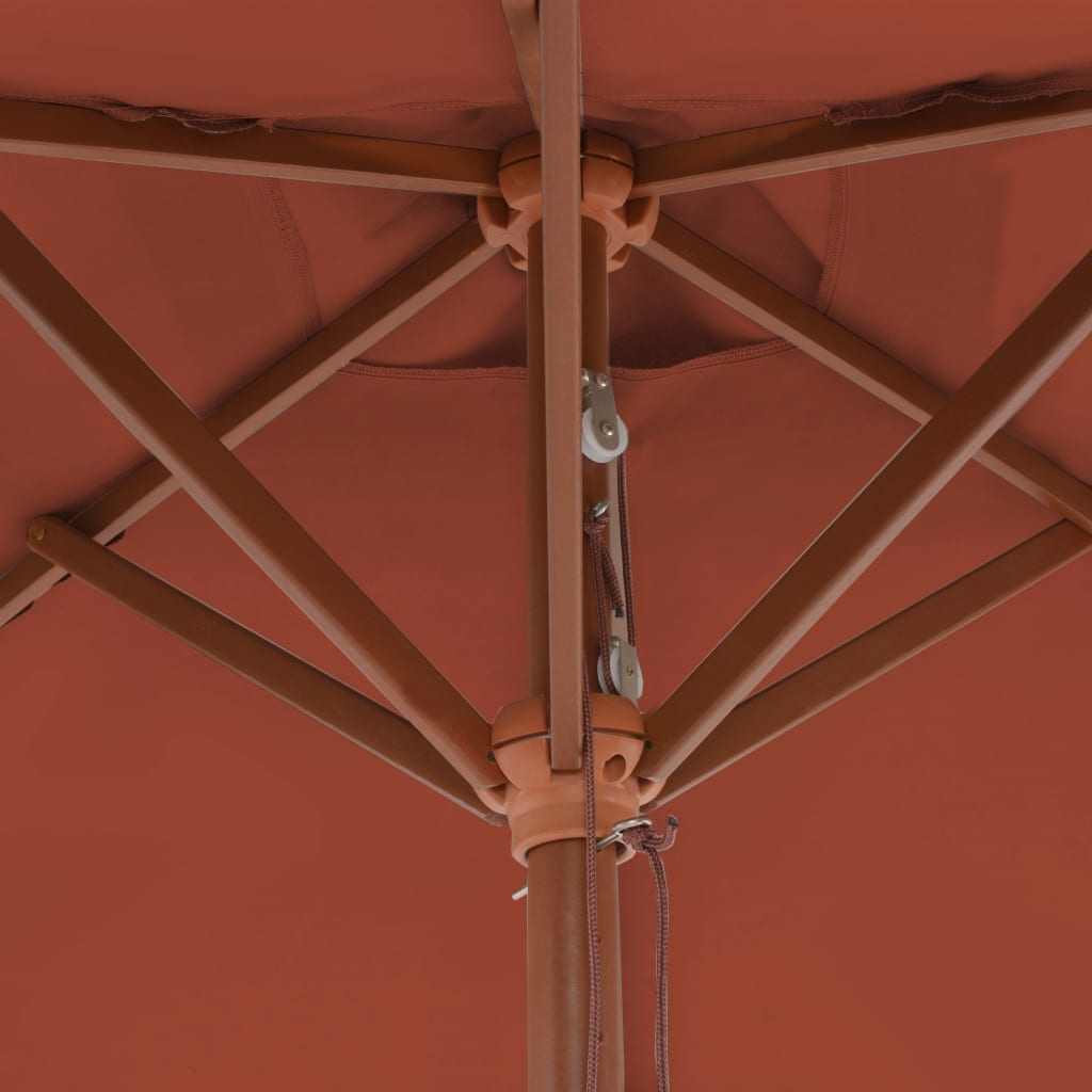 Sonnenschirm mit Holzmast 150 x 200 cm Terrakotta