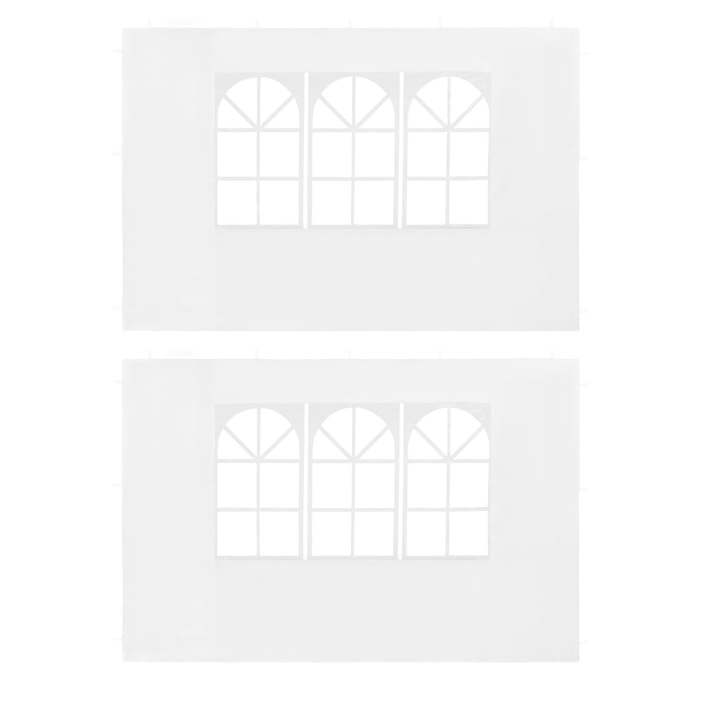 Partyzelt-Seitenwände 2 Stück mit Fenster PE Weiß