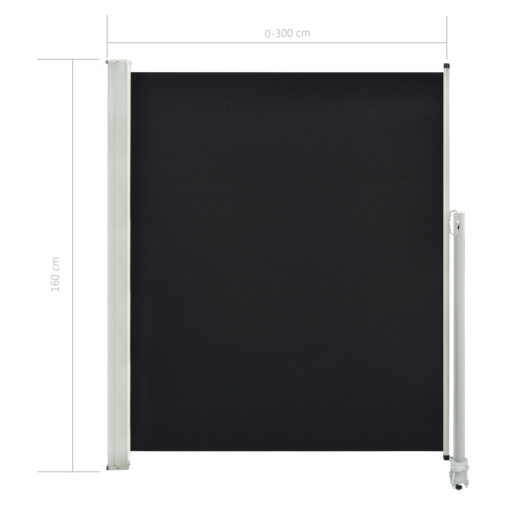 Ausziehbare Seitenmarkise 160 x 300 cm Schwarz