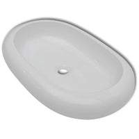 Thumbnail for Bad-Waschbecken mit Mischbatterie Keramik Oval Weiß