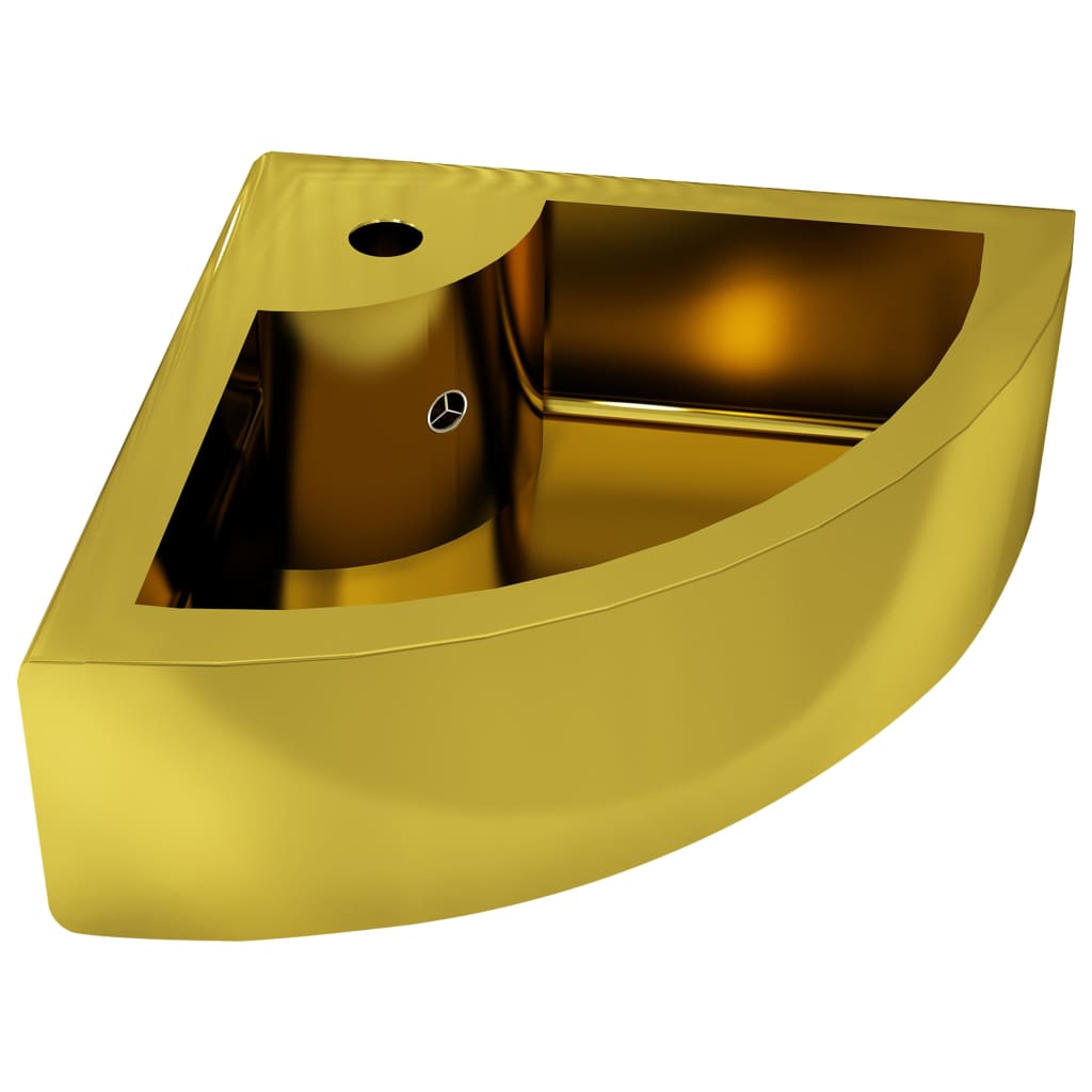 Waschbecken mit Überlauf 45 x 32 x 12,5 cm Keramik Golden