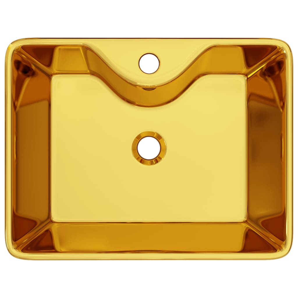 Waschbecken mit Wasserhahnloch 48 x 37 x 13,5 cm Keramik Golden