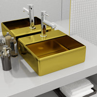 Thumbnail for Waschbecken mit Wasserhahnloch 38 x 30 x 11,5 cm Keramik Golden