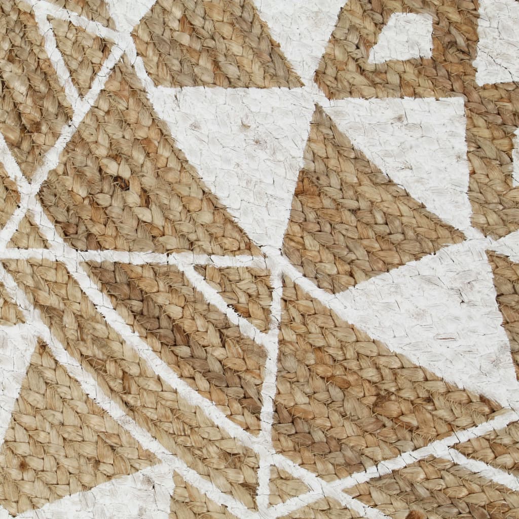 Teppich Handgefertigt Jute mit weißem Aufdruck 150 cm