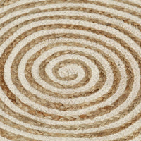 Thumbnail for Teppich Handgefertigt Jute mit Spiralen-Design Weiß 150 cm