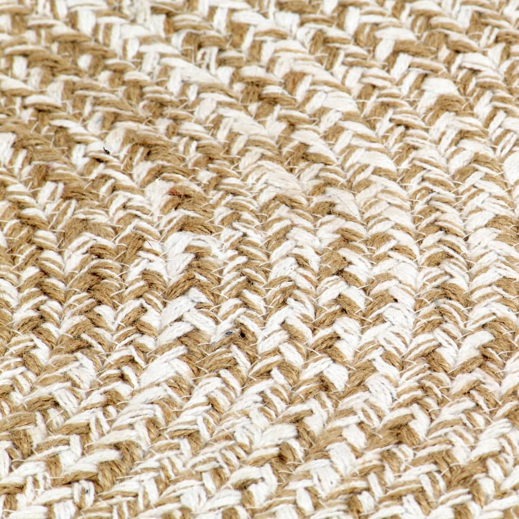 Teppich Handgefertigt Jute Weiß und Natur 150 cm