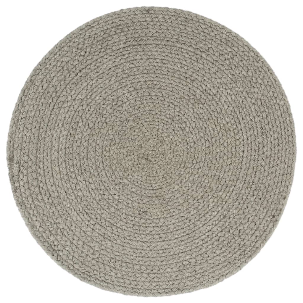Tischsets 6 Stk. Uni Grau 38 cm Rund Baumwolle