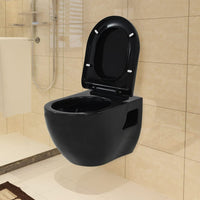 Thumbnail for Hänge-Toilette mit Einbau-Spülkasten Keramik Schwarz