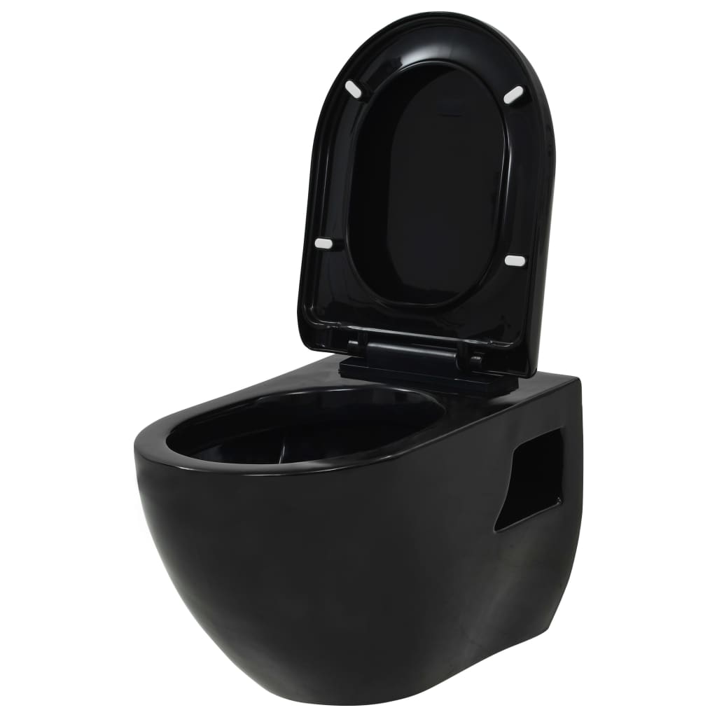 Hänge-Toilette mit Einbau-Spülkasten Keramik Schwarz