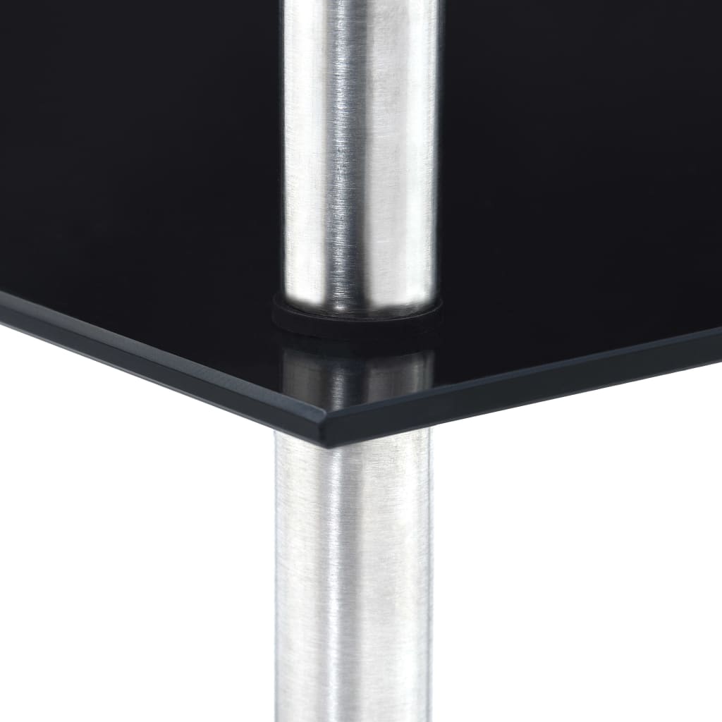 Regal mit 5 Ablagen Schwarz 30x30x130 cm Hartglas