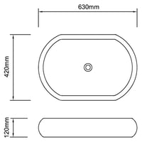 Thumbnail for Keramik Waschtisch Waschbecken Oval Weiß 63 x 42 cm