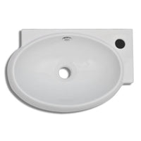 Thumbnail for Waschbecken mit Wasserhahn-Loch und Überlaufloch Keramik Weiß