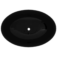 Thumbnail for Keramik Waschtisch Waschbecken Oval schwarz 40 x 33 cm