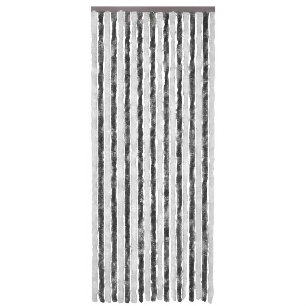 Insektenschutz-Vorhang Grau und Weiß 90x220 cm Chenille