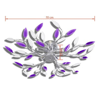 Thumbnail for Deckenlampe Lila und weiße Blätterranken mit Acryl-Blättern 5x E14