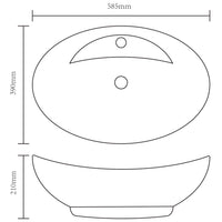 Thumbnail for Keramik Waschbecken Hahnloch/Überlaufloch schwarz oval