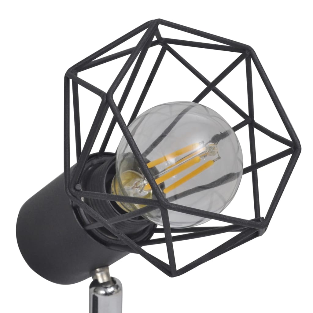 Deckenstrahler mit 2 LED-Glühlampen Industrie-Stil Drahtschirm