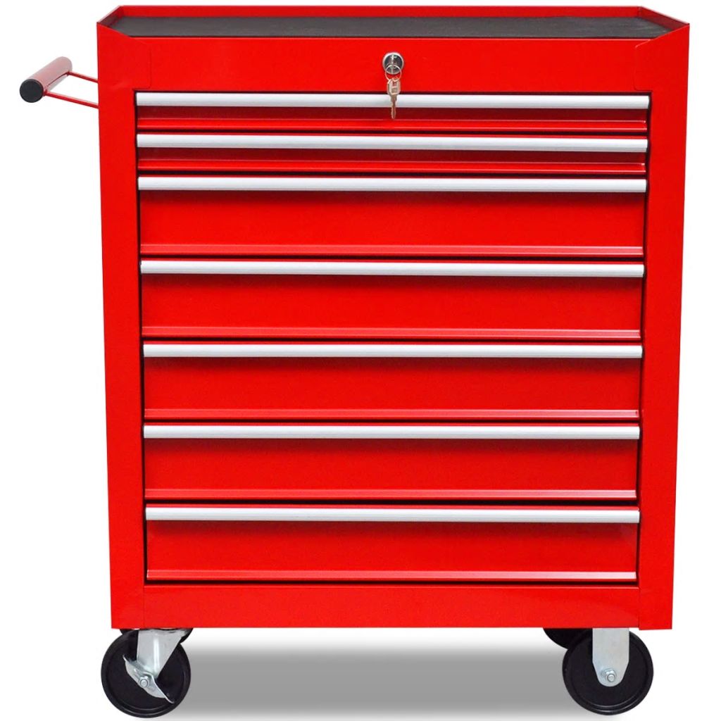 Roter Werkstattwagen 7 Schubladen