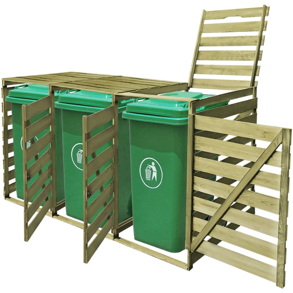 Mülltonnenbox für 3 Tonnen 240 L Imprägniertes Holz