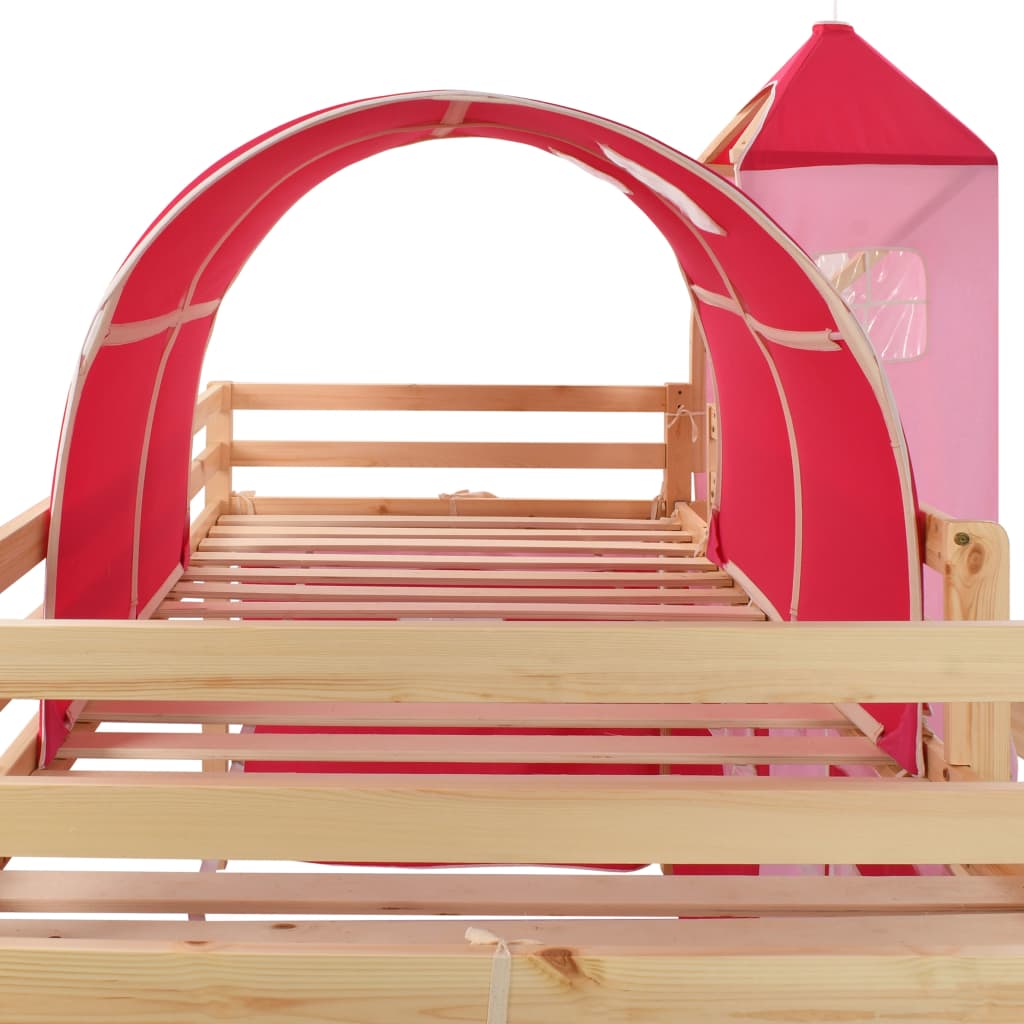 Kinderhochbett-Rahmen mit Rutsche Leiter Kiefernholz 208x230cm
