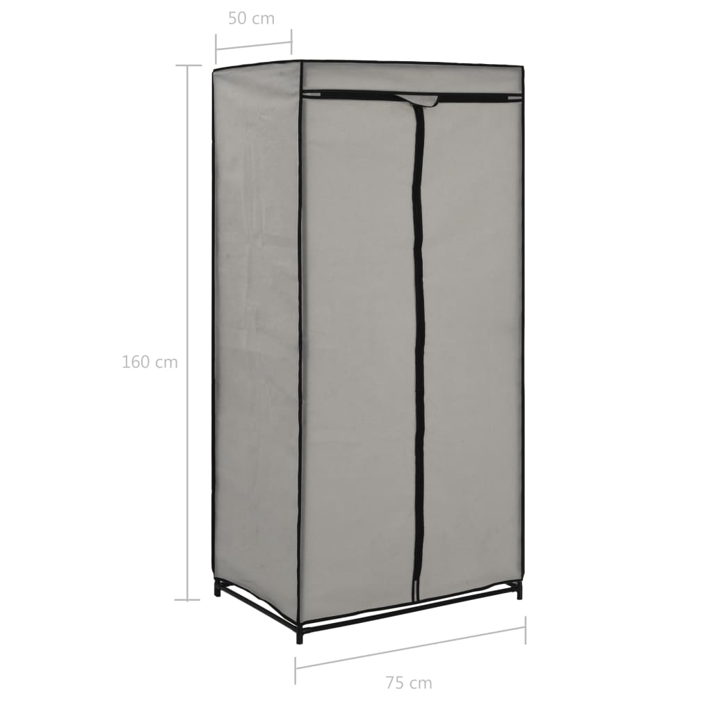 Kleiderschrank Grau 75×50×160 cm