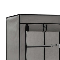 Thumbnail for Kleiderschrank mit Fächern und Stangen Grau 150x45x175cm Stoff