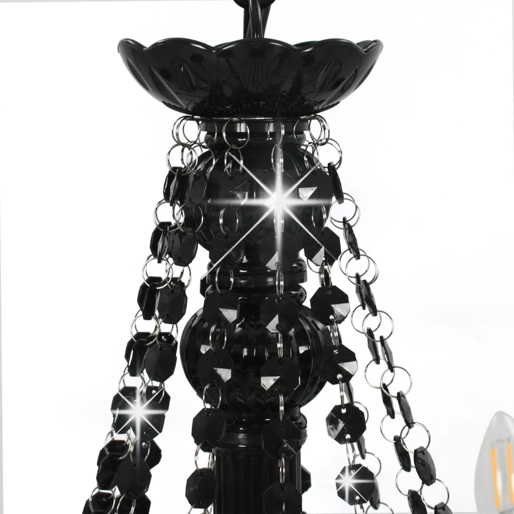 Kronleuchter mit Perlen Schwarz 12 × E14-Fassungen