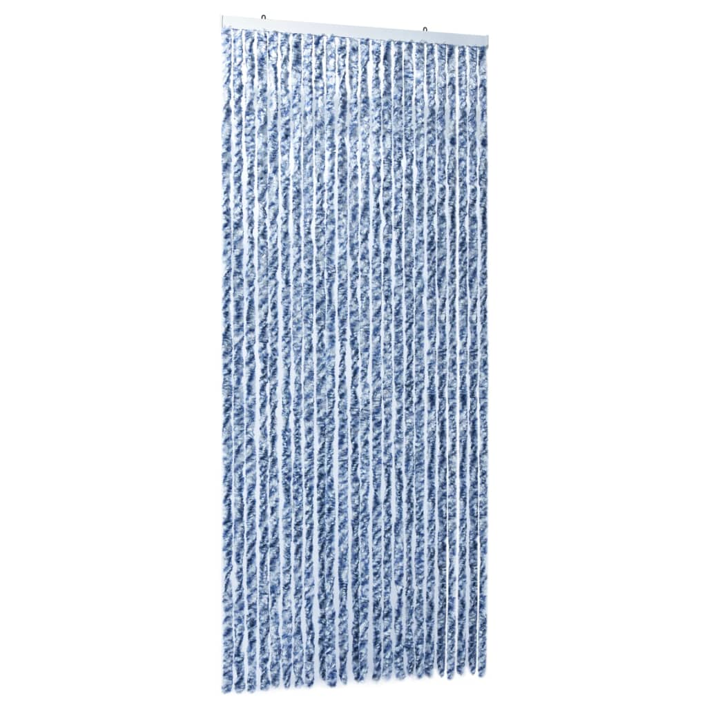 Insektenschutz-Vorhang Blau Weiß Silbern 100x220cm Chenille