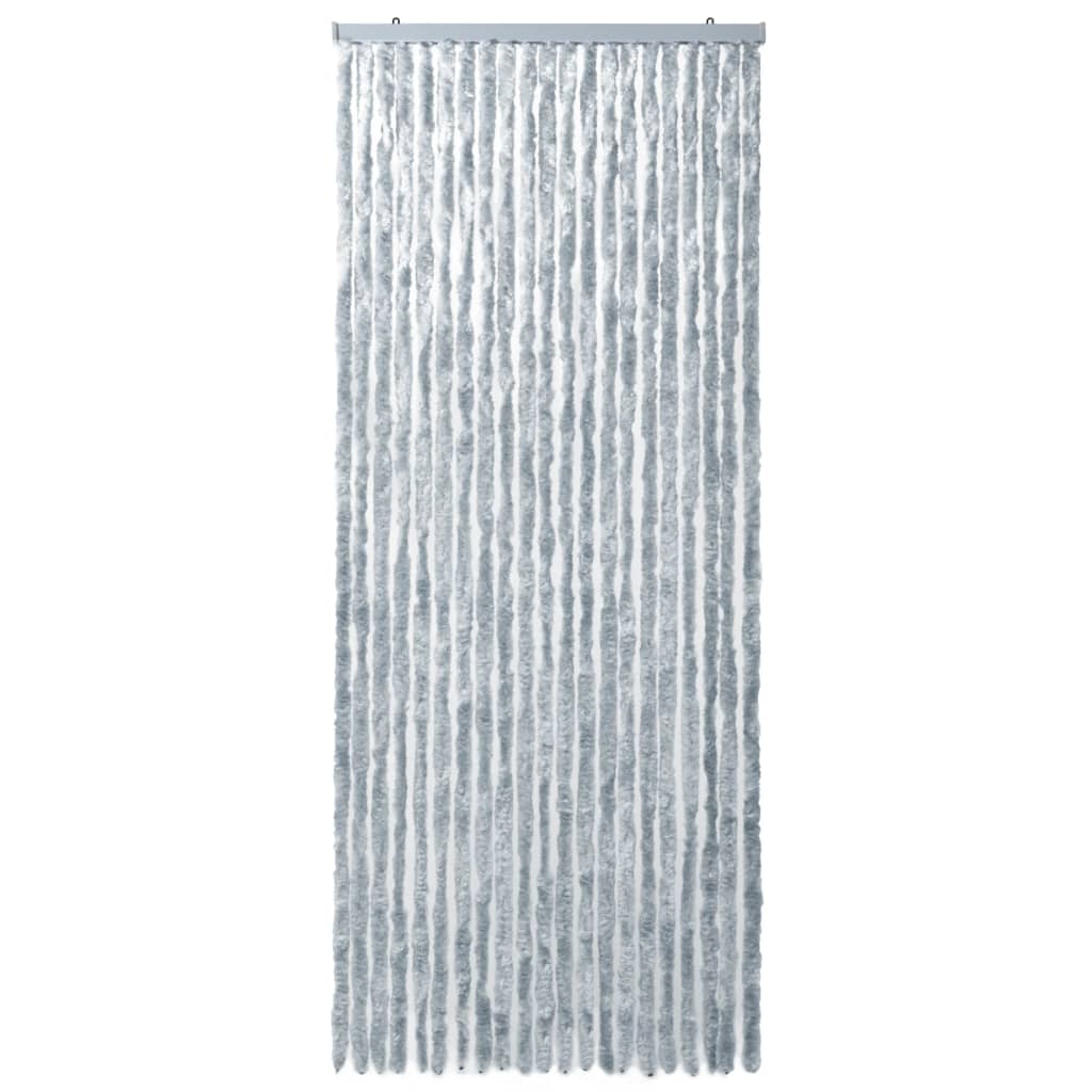 Insektenschutz-Vorhang Weiß und Grau 90x220 cm Chenille