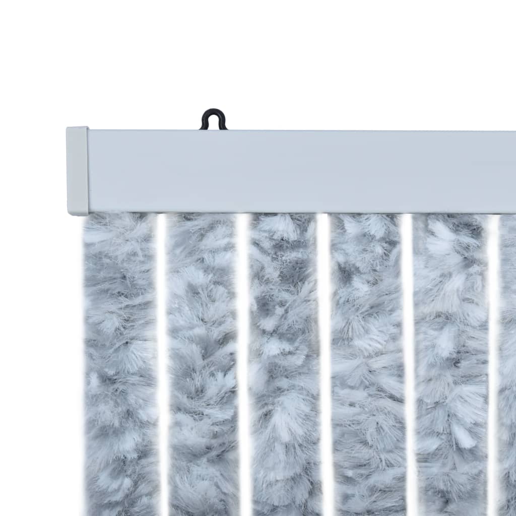 Insektenschutz-Vorhang Weiß und Grau 90x220 cm Chenille