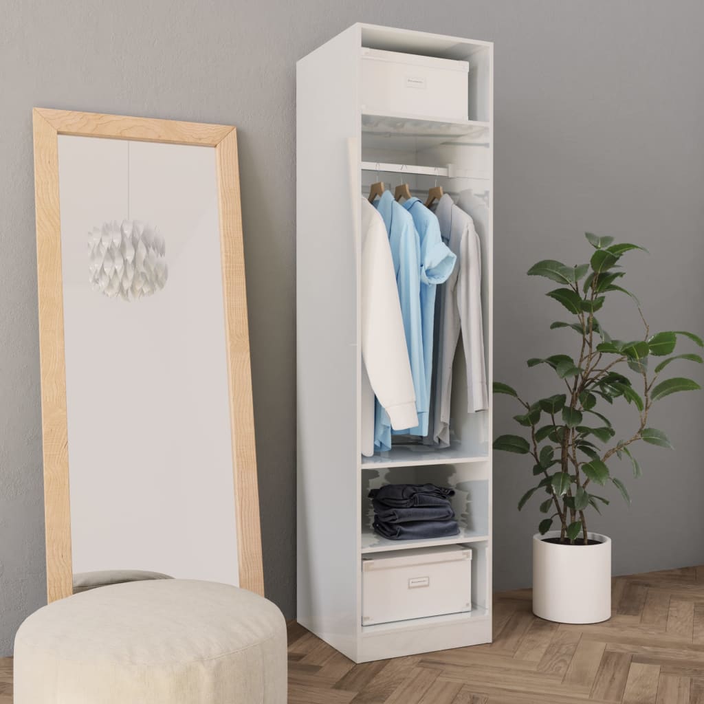 Kleiderschrank Hochglanz-Weiß 50x50x200 cm Holzwerkstoff