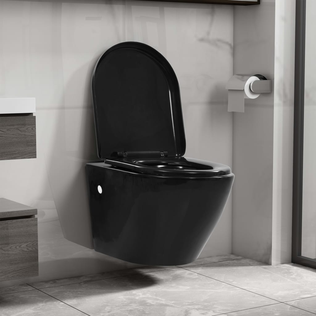 Wand-WC ohne Spülrand Keramik Schwarz