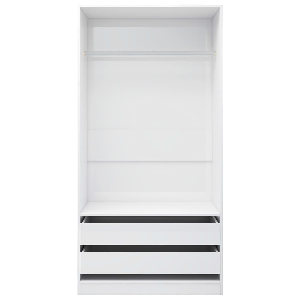 Kleiderschrank Hochglanz-Weiß 100x50x200 cm Holzwerkstoff