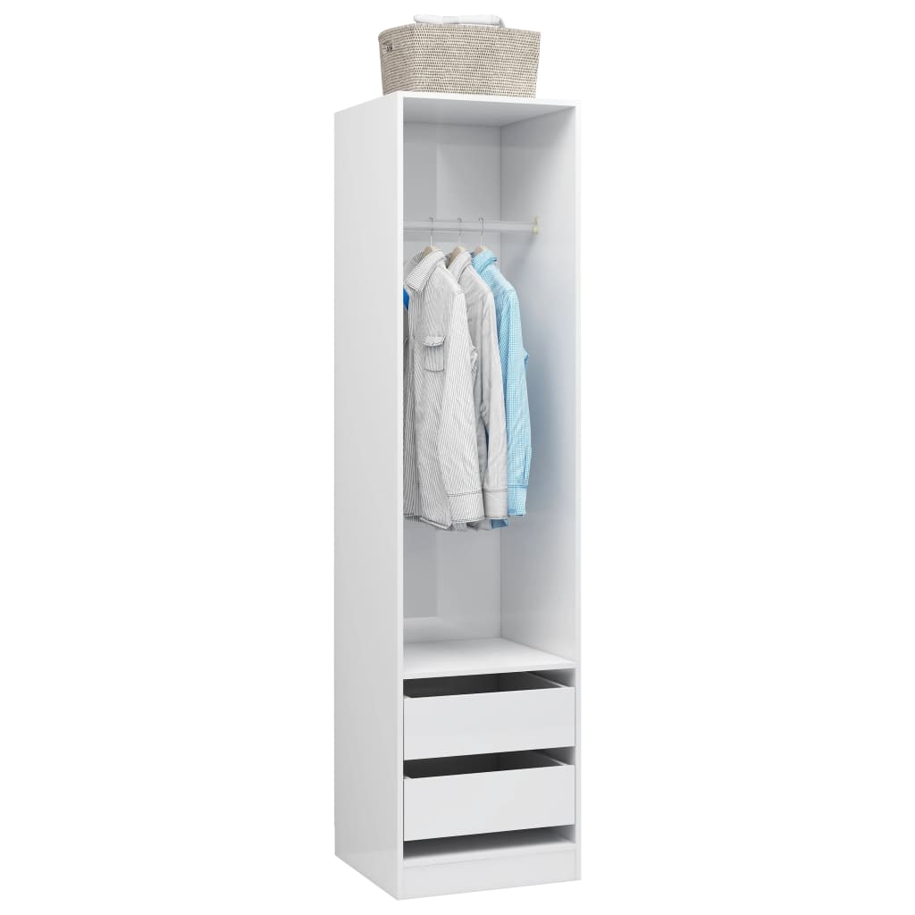 Kleiderschrank mit Schubladen Hochglanz-Weiß 50x50x200 cm