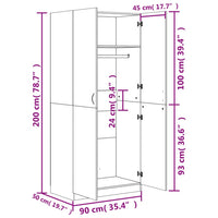 Thumbnail for Kleiderschrank Sonoma-Eiche 90x52x200 cm Holzwerkstoff