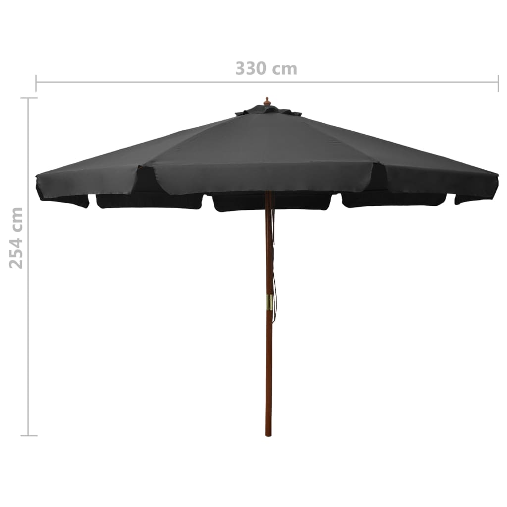 Sonnenschirm mit Holzmast 330 cm Anthrazit
