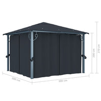 Thumbnail for Pavillon mit Vorhängen 300×300 cm Anthrazit Aluminium